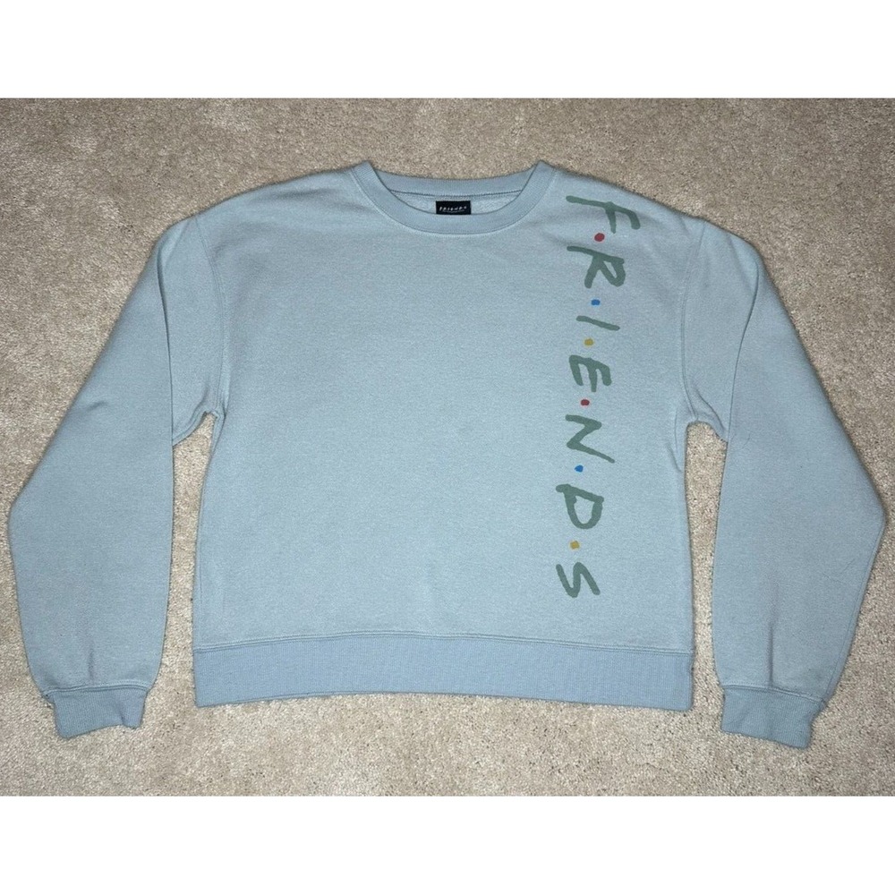 Friends TV Show Pullover Sweater Sage Green Logo Crew Neck Unisex Size M